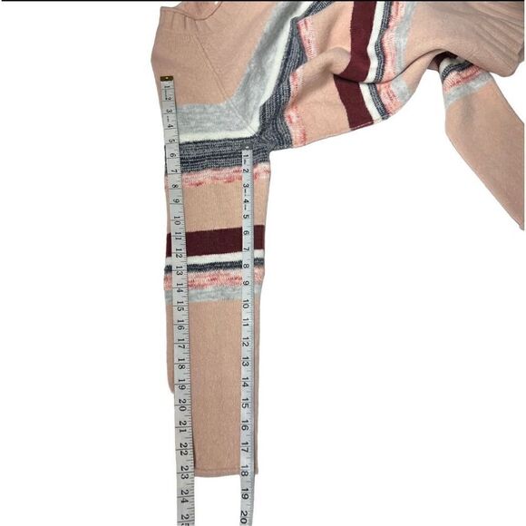 Caslon Sweater Pink Rocking Stripe Crew Neck Wide Ribbed Hem Side Slits Medium - Picture 7 of 15